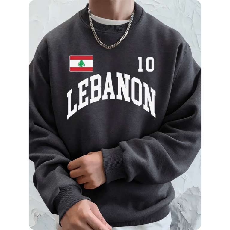 Sweat-shirt Homme en Polaire Ample avec Drapeau Libanais 8