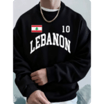 Sweat-shirt Homme en Polaire Ample avec Drapeau Libanais 9