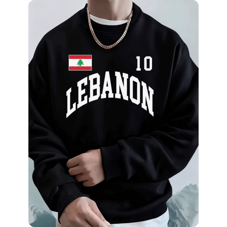 Sweat-shirt Homme en Polaire Ample avec Drapeau Libanais 9