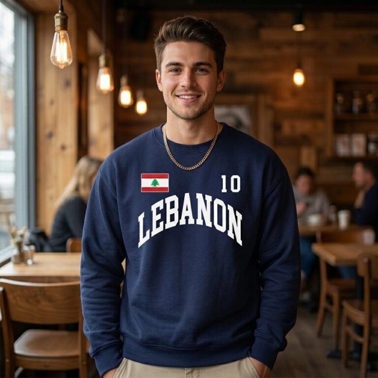 Sweat-shirt-Homme-en-Polaire-Ample-avec-Drapeau-Libanais-picture-9376