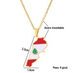 Collar con colgante mapa de la bandera del Líbano de acero inoxidable