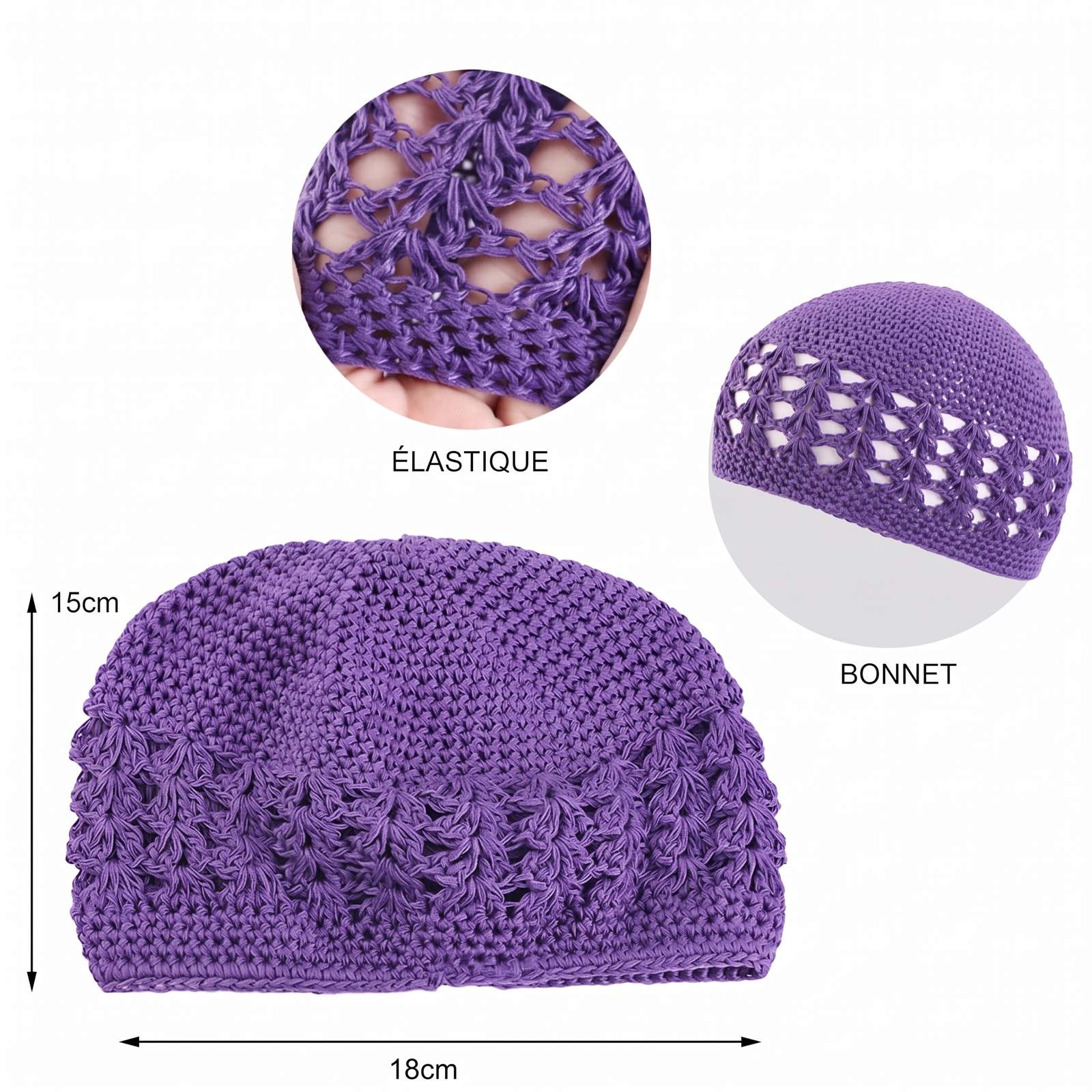 Gorro de algodão vazado unissexo multicolor