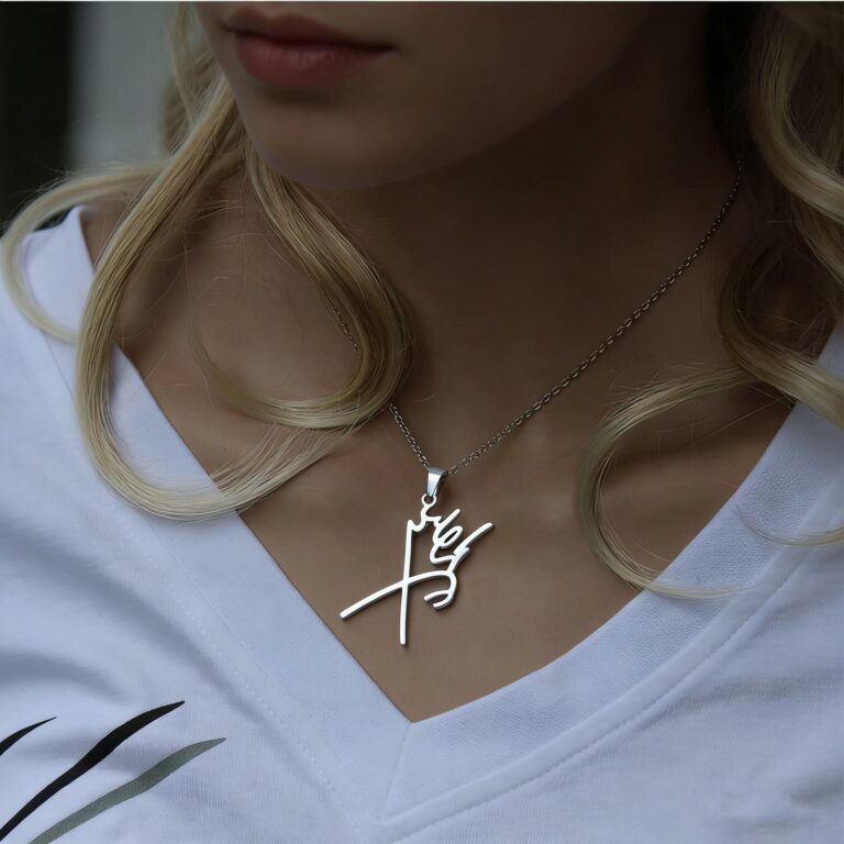 Collier-signature-calligraphique-Pahlavi-en-acier-antirouille-argente-ou-dore-picture-5