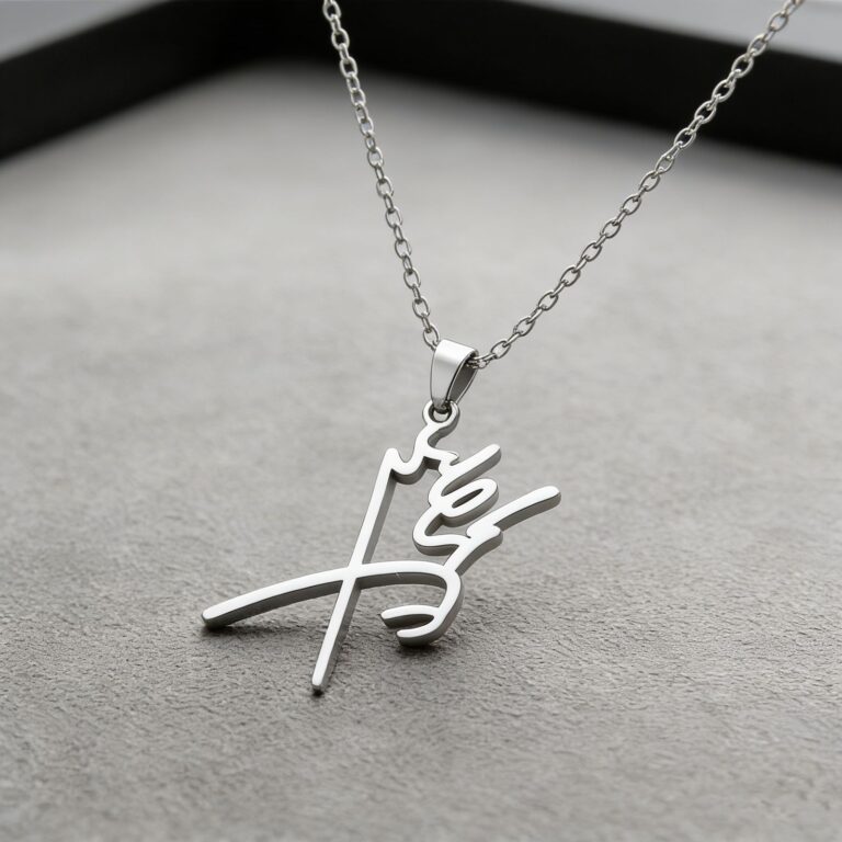 Collier-signature-calligraphique-Pahlavi-en-acier-antirouille-argente-ou-dore-picture-6