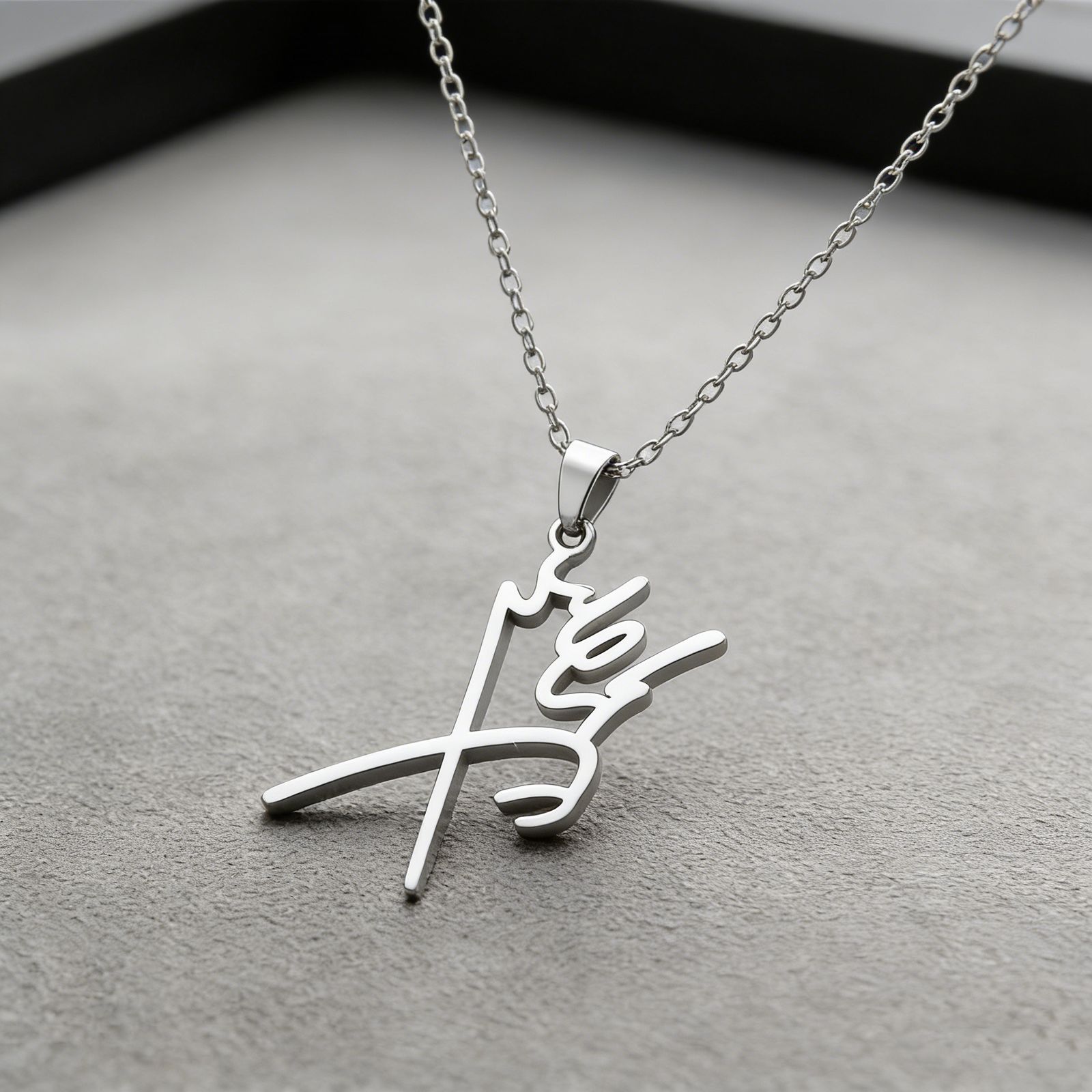 Collier-signature-calligraphique-Pahlavi-en-acier-antirouille-argente-ou-dore-picture-6