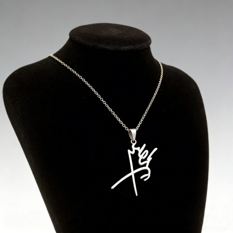 Collier-signature-calligraphique-Pahlavi-en-acier-antirouille-argente-ou-dore-picture-7