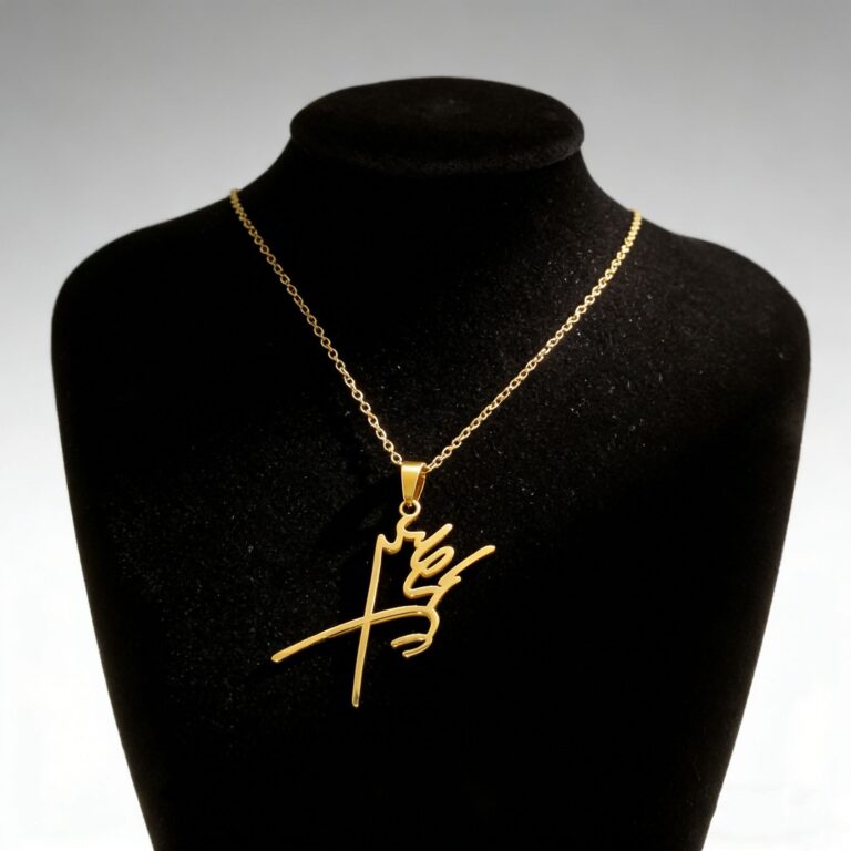Collier-signature-calligraphique-Pahlavi-en-acier-antirouille-argente-ou-dore-picture-8