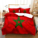 Housse-de-couette-1-personne-motifs-symboliques-orientaux-rouge-et-vert-picture-1