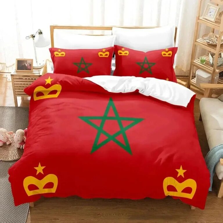 Housse-de-couette-1-personne-motifs-symboliques-orientaux-rouge-et-vert-picture-10