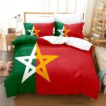 Housse-de-couette-1-personne-motifs-symboliques-orientaux-rouge-et-vert-picture-4