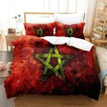 Housse-de-couette-1-personne-motifs-symboliques-orientaux-rouge-et-vert-picture-8