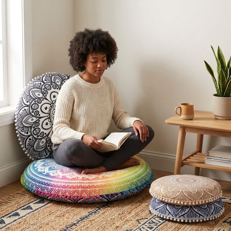 Housse-de-coussin-rond-mandala-boheme-avec-pompons-ambiance-1879