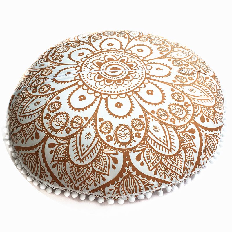 Housse-de-coussin-rond-mandala-boheme-avec-pompons-picture-3