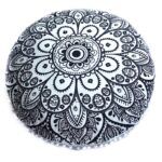 Housse-de-coussin-rond-mandala-boheme-avec-pompons-picture-4