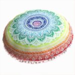 Housse-de-coussin-rond-mandala-boheme-avec-pompons-picture-5