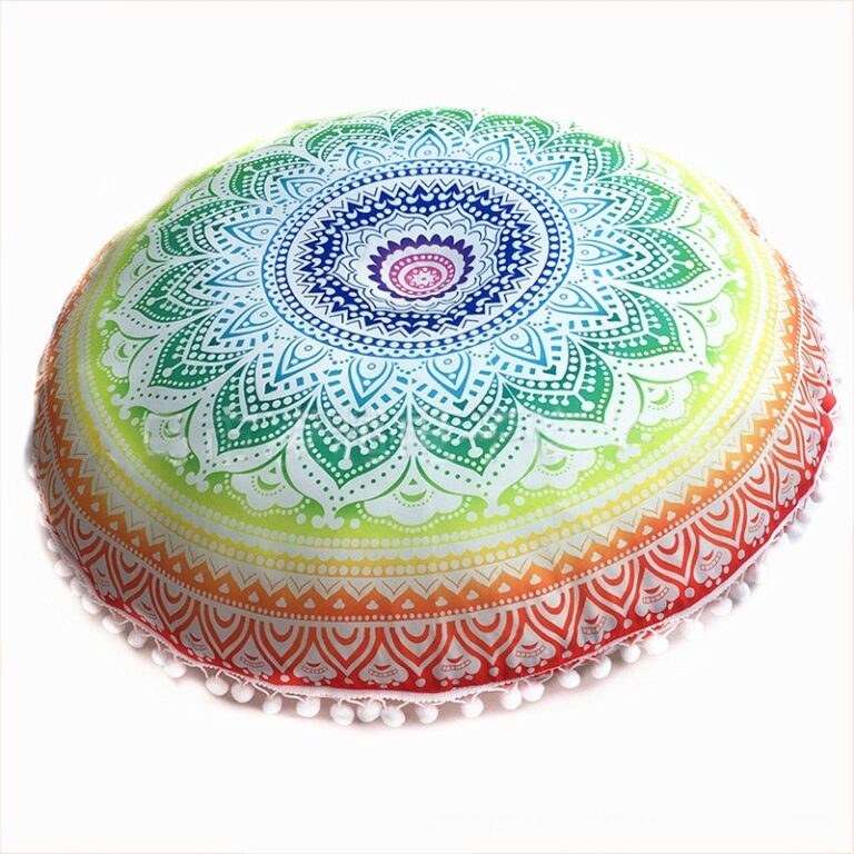 Housse-de-coussin-rond-mandala-boheme-avec-pompons-picture-5