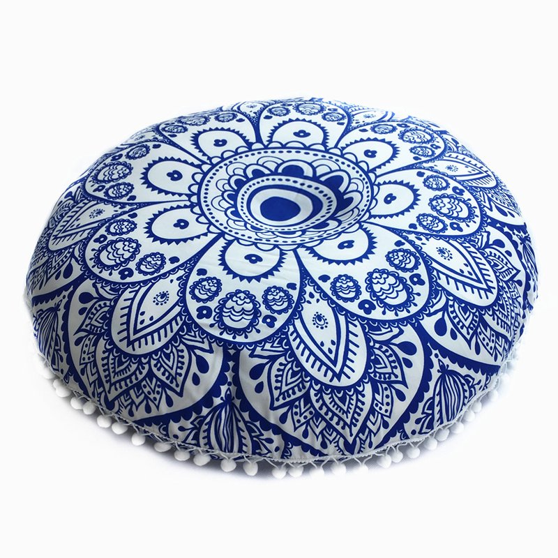 Housse-de-coussin-rond-mandala-boheme-avec-pompons-picture-6