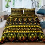 Parure-de-lit-egyptienne-avec-hieroglyphes-scarabees-dores-et-symboles-pharaoniques-picture-17