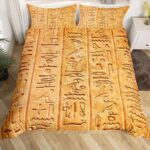 Parure-de-lit-egyptienne-avec-hieroglyphes-scarabees-dores-et-symboles-pharaoniques-picture-20