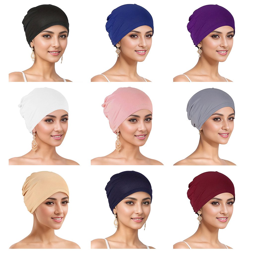 Gorro turbante elástico multicolor em poliéster
