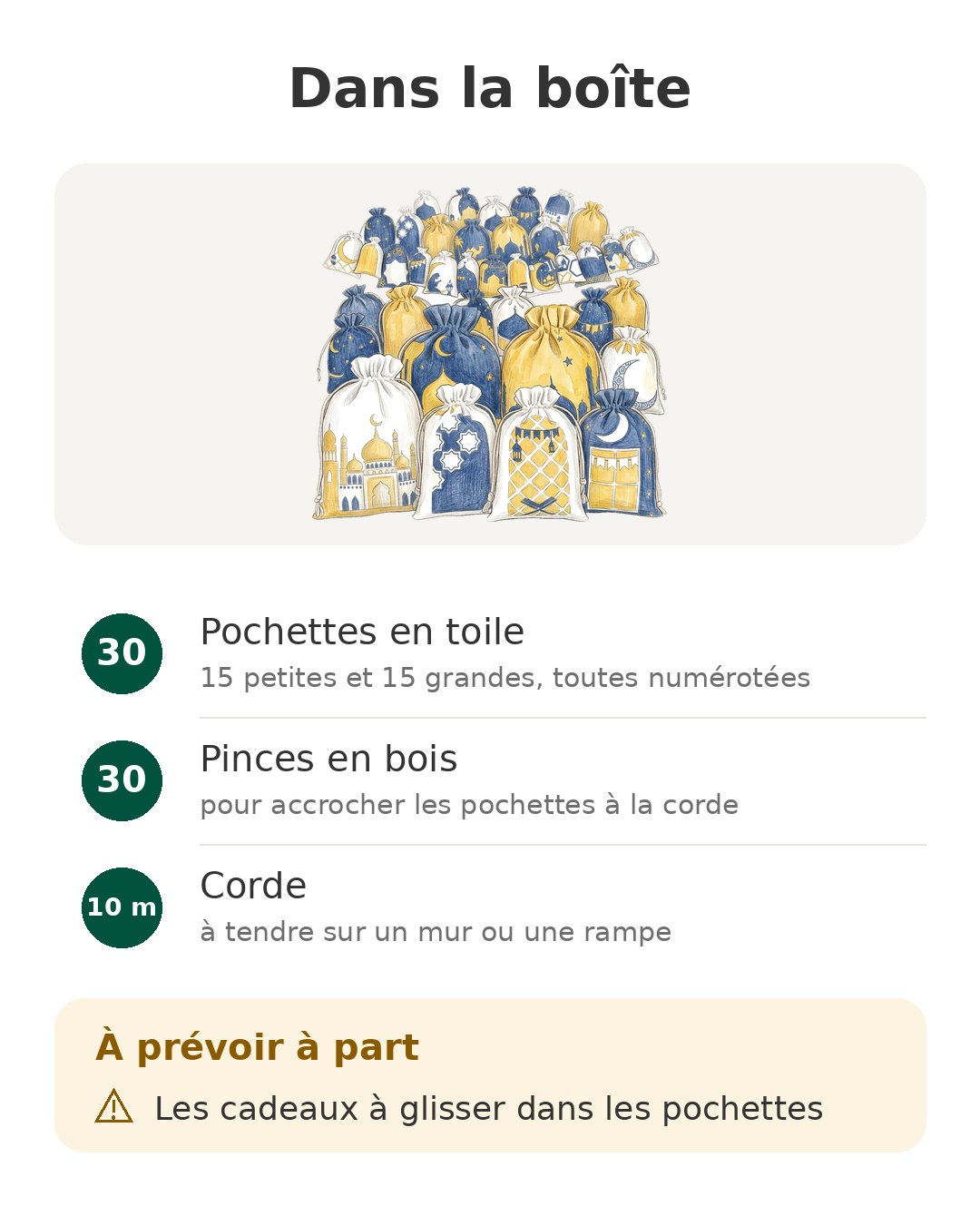 Contenu de la boîte : Calendrier Ramadan
