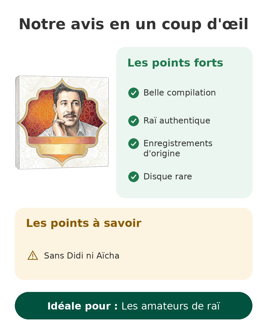 Notre avis en un coup d'œil sur Best Of Cheb Khaled
