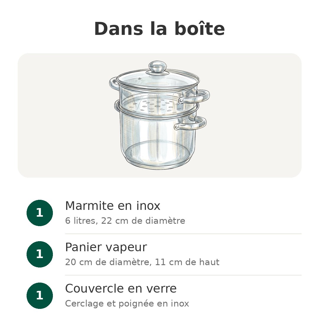 Contenu de la boîte : Couscoussier Kamberg 6 L