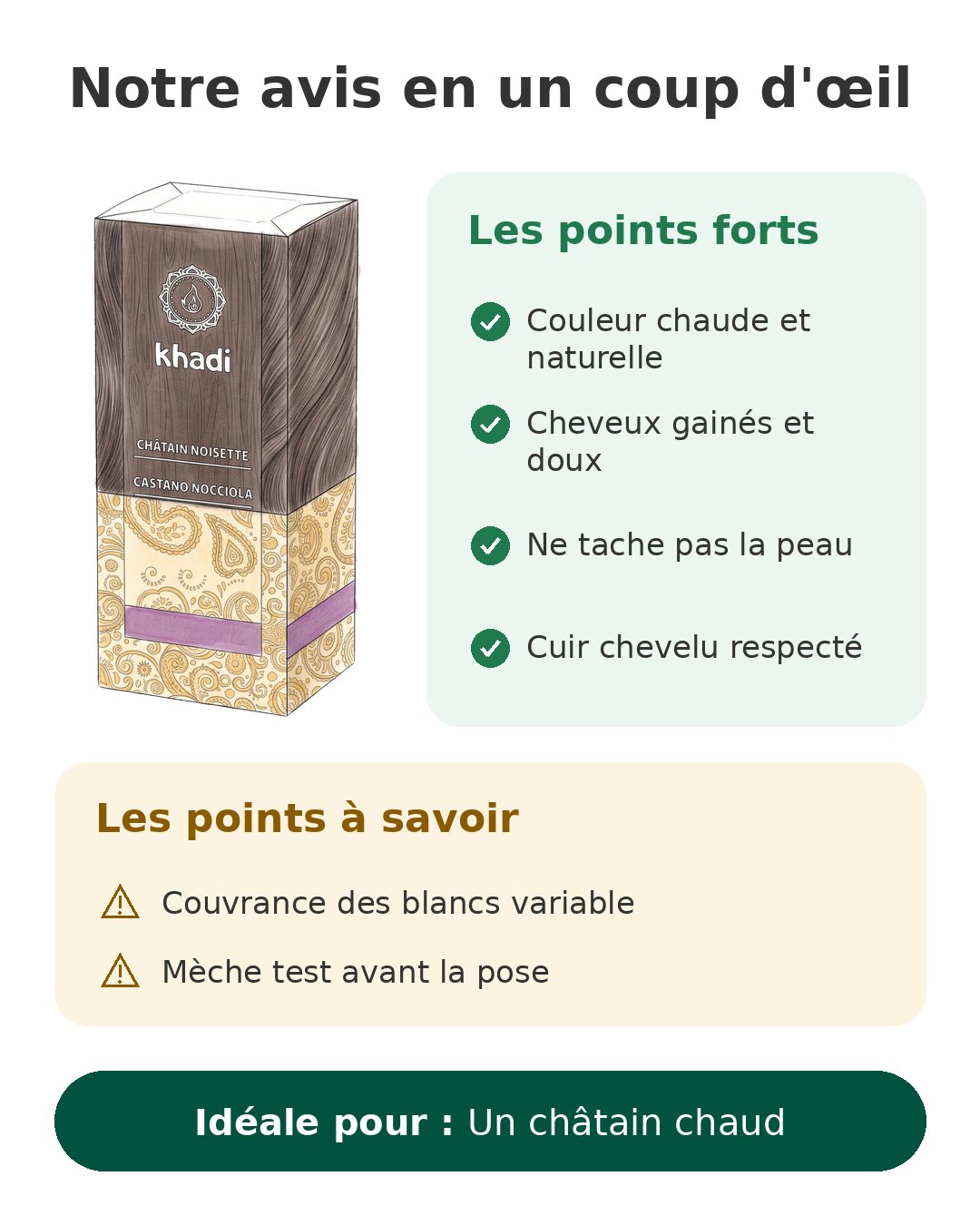 Notre avis en un coup d'œil sur Khadi châtain noisette