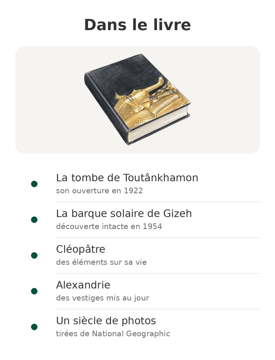 Contenu de la boîte : Trésors d'Égypte
