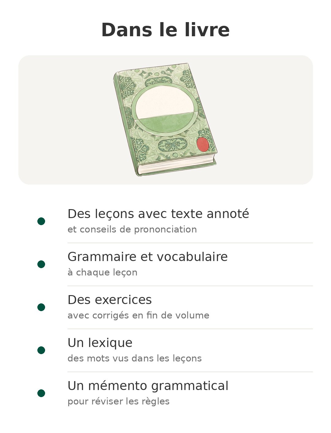 Méthode 90 Arabe pratique de base pour débutant Contenu de la boîte : Méthode 90 Arabe