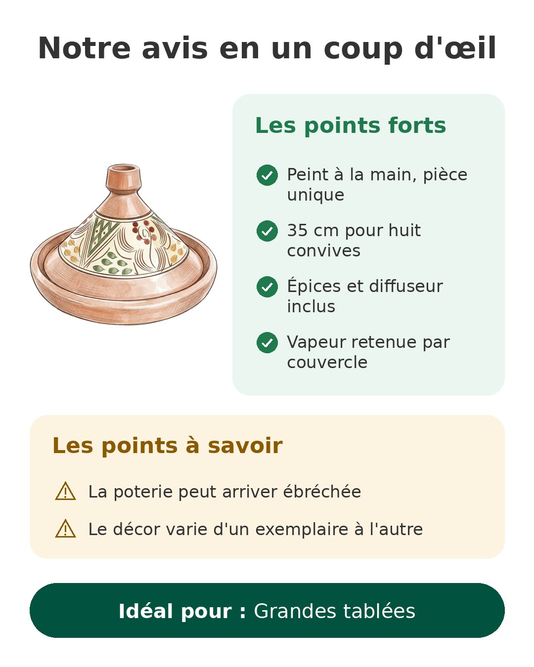 Notre avis en un coup d'œil sur Tajine marocain 35 cm