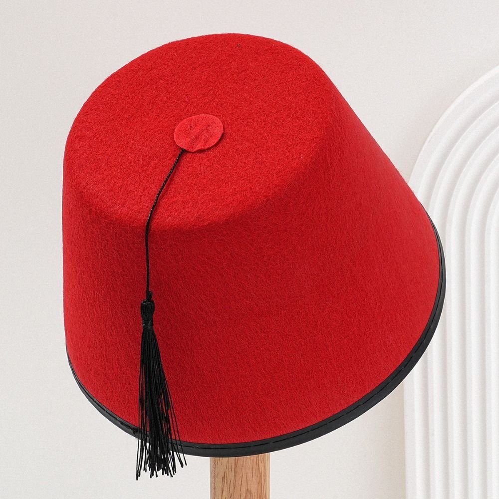 Chechia-rouge-fez-marocain-en-feutre-picture-2