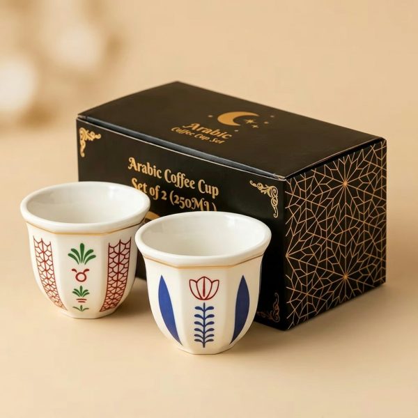 Coffret de 2 tasses à café arabes dorées