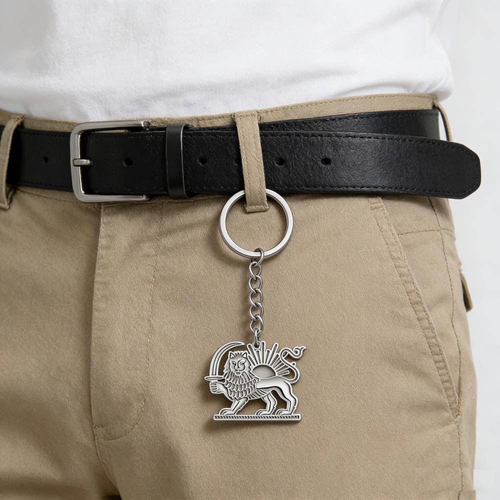 Porte-cles-lion-et-soleil-perse-en-inox-picture-4