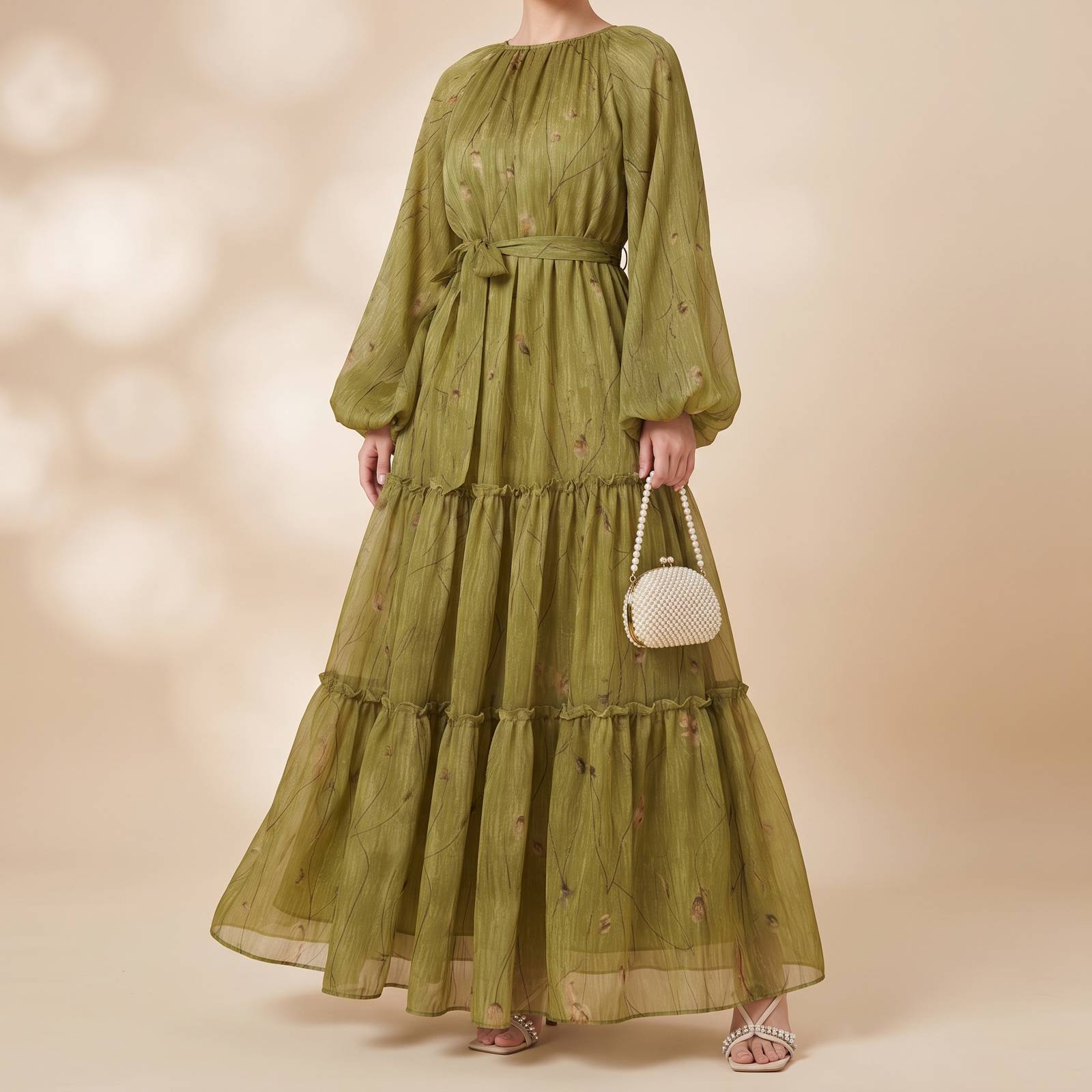 Robe-arabe-en-mousseline-a-volants-miniature