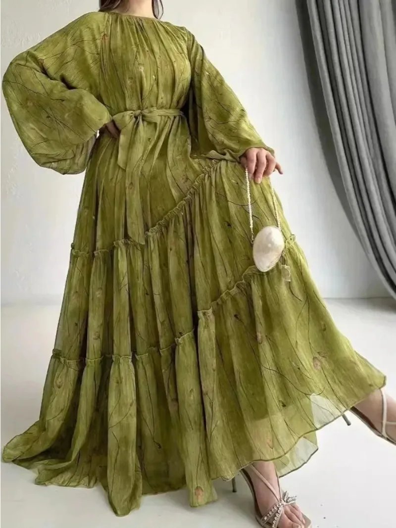Robe-arabe-en-mousseline-a-volants-picture-1