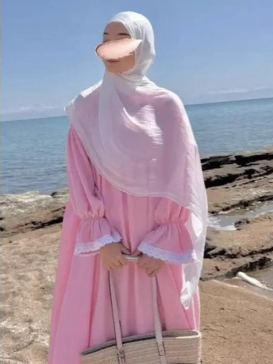 Robe-de-priere-avec-voile-manches-bouffantes-picture-3