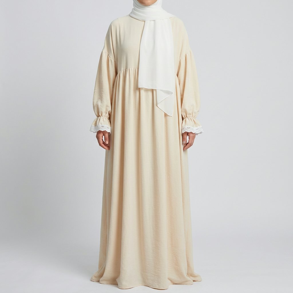 Robe-de-priere-avec-voile-manches-bouffantes-picture-4315