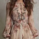 Robe-longue-femme-a-manches-bouffantes-picture-2