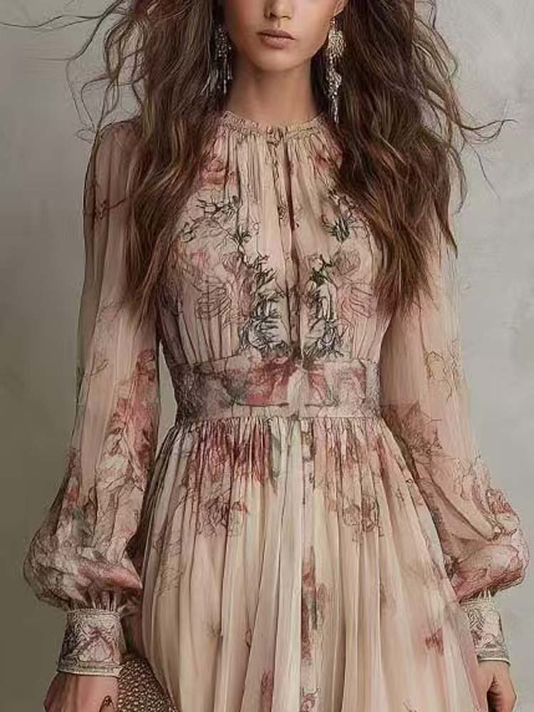 Robe-longue-femme-a-manches-bouffantes-picture-2