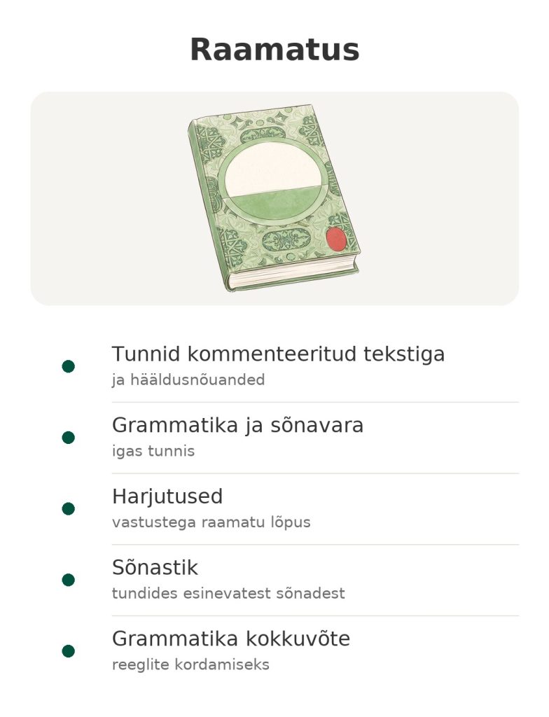 Raamatus: araabia keele õppemeetod tundide, harjutuste, sõnastiku ja grammatika kokkuvõttega