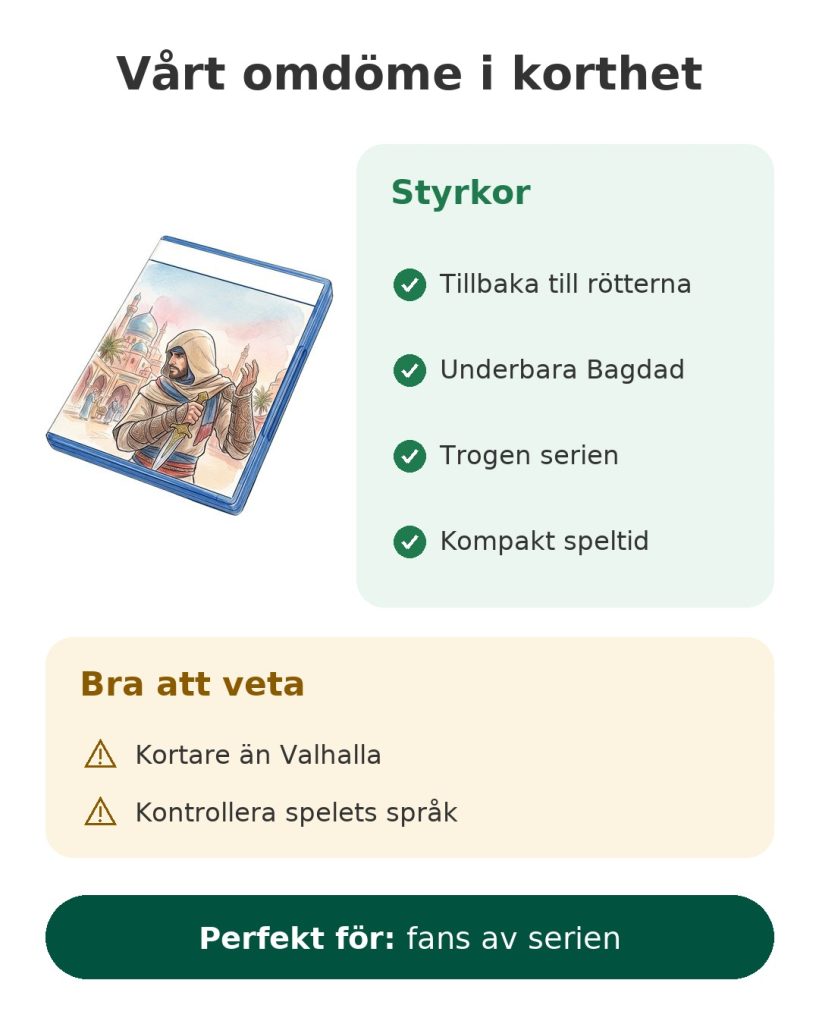Vårt omdöme i korthet om spelet Assassin's Creed Mirage i Bagdad