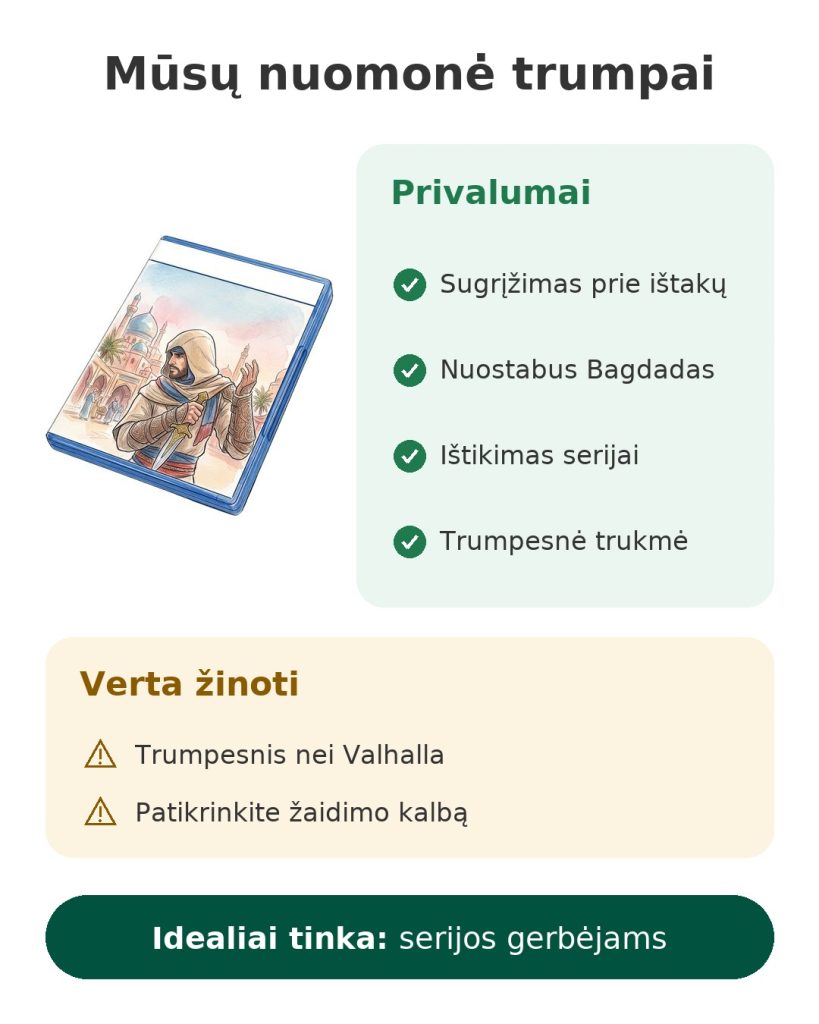 Mūsų nuomonė trumpai apie žaidimą Assassin's Creed Mirage Bagdade