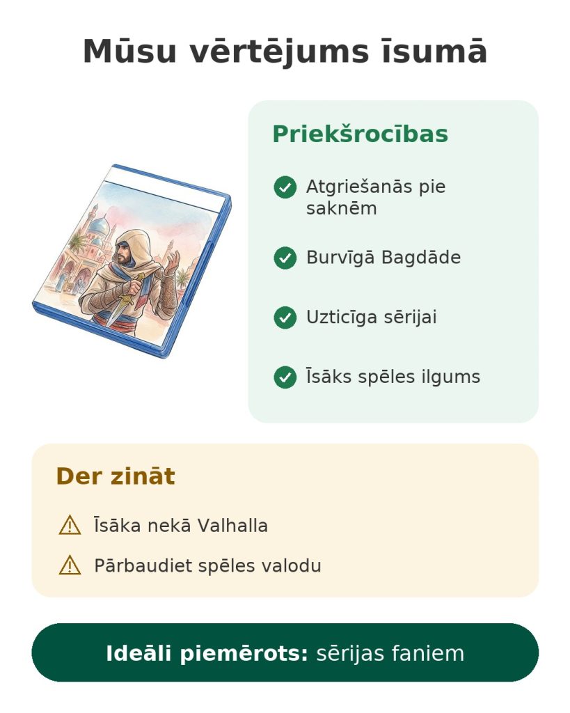Mūsu vērtējums īsumā par spēli Assassin's Creed Mirage Bagdādē