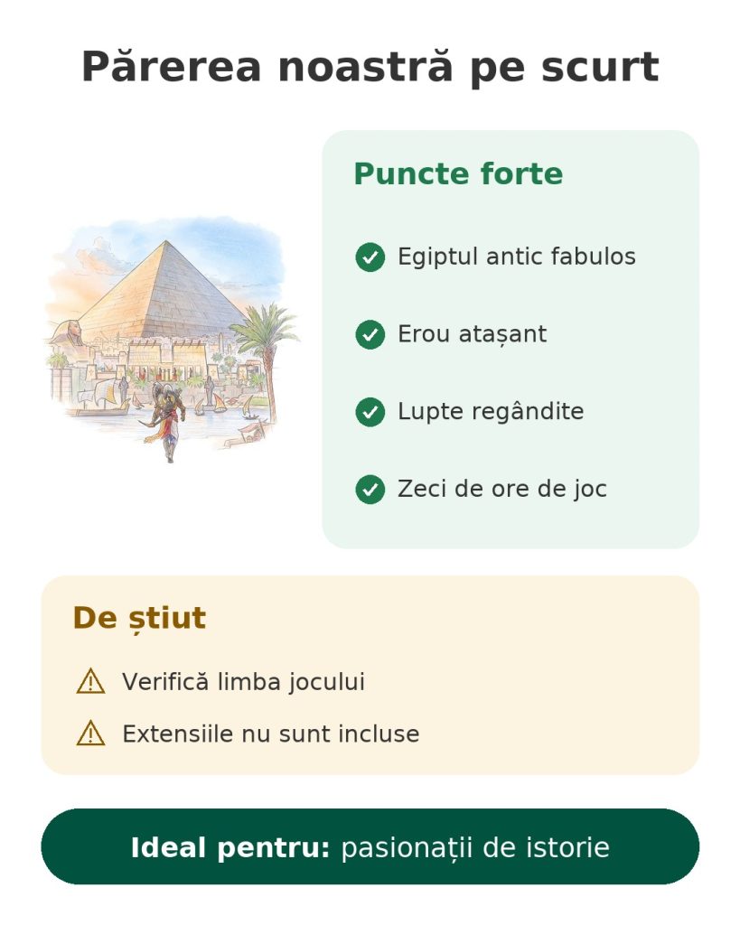 Joc PS4 Assassin's Creed Origins Părerea noastră pe scurt despre jocul Assassin's Creed Origins, aventură în Egiptul antic