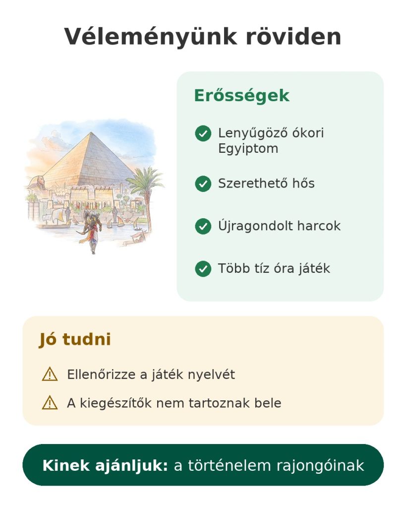 Véleményünk röviden: Assassin's Creed Origins játék az ókori Egyiptomban