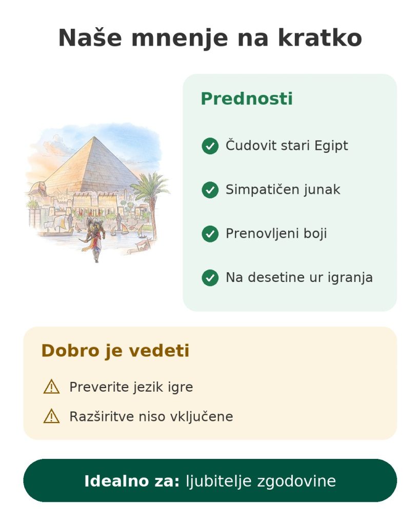 Naše mnenje na kratko o igro Assassin's Creed Origins v starem Egiptu
