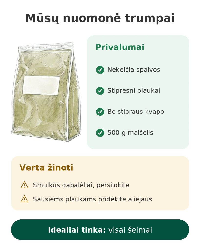 Neutrali SALA henna milteliais, 500 g Mūsų nuomonė trumpai apie bespalvę chną 500 g – privalumai, ką žinoti ir kam tinka