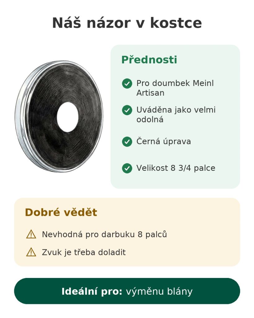 Náš názor v kostce na blánu Meinl Artisan pro doumbek 8 3/4 – přednosti, na co si dát pozor a komu se hodí