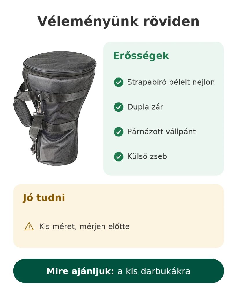 Véleményünk röviden: darbukatok bélelt nejlonból, dupla zárral és párnázott vállpánttal